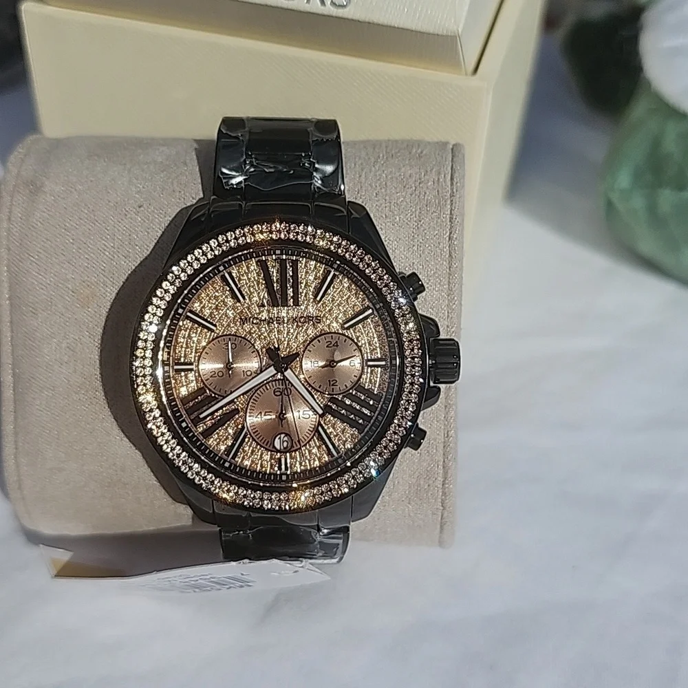 NWT BLACK n ROSE GOLD 42mm MICHAEL KORS WATCH - Picture 5 of 5